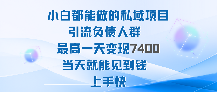 25年私域项目引流负债人群,最高一天变现1k+,高变现难度低-亮剑学堂
